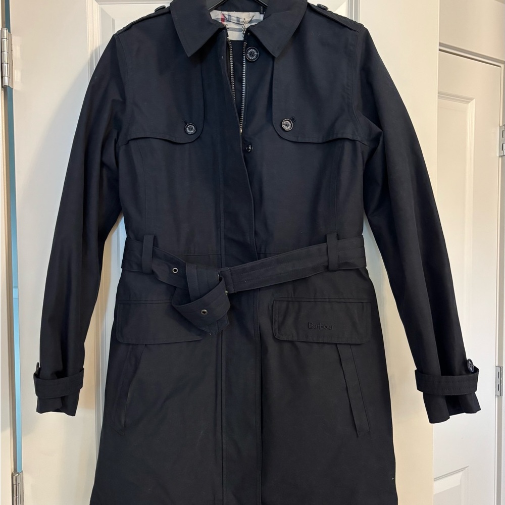 Navy Barbour Waterproof Trench Coat NWT